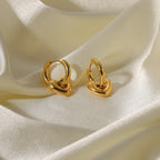 18K Gold Heart Huggie Earrings