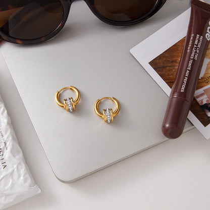 18K Gold and Silver Two Tone Spinelli Muse Small Hoop Huggie Earrings