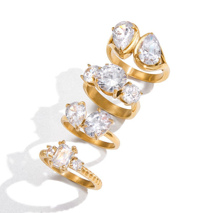 18K Gold Diamond Royale Statement CZ Cocktail Ring