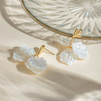 18K Gold Beach Flower Dangle Drop Earrings