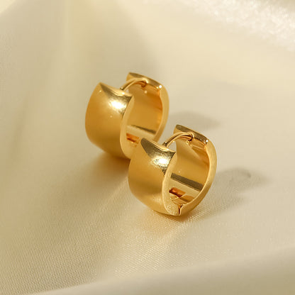 18K Gold Bold Small Hoop Huggie Earrings