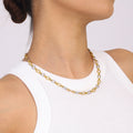 18K Gold and Silver Two Tone Tangled Up Circle Chain Necklace