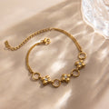 18K Gold Fortune Flower Four Leaf Clover Double Chain Bracelet