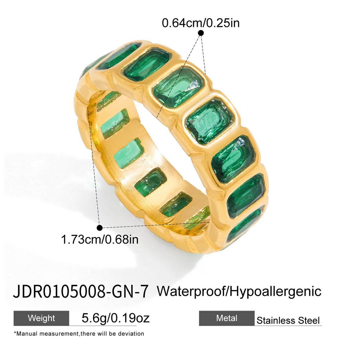 18K Gold Aura Color Gem Eternity Tennis Ring