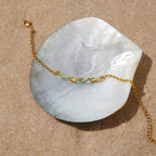 18K Gold Ocean Whisper Pave Blue Wave Dainty Chain Bracelet