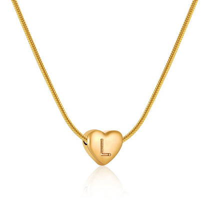 18K Gold Heart Initial Necklace