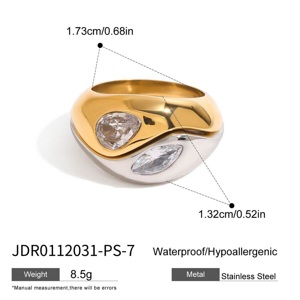 18K Gold and Silver Two Tone Intertwined Statement Ring
