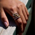 18K Gold Bling Connected Paperclip Statement Band Ring