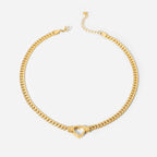 14K Gold Cuban Link Heart Necklace