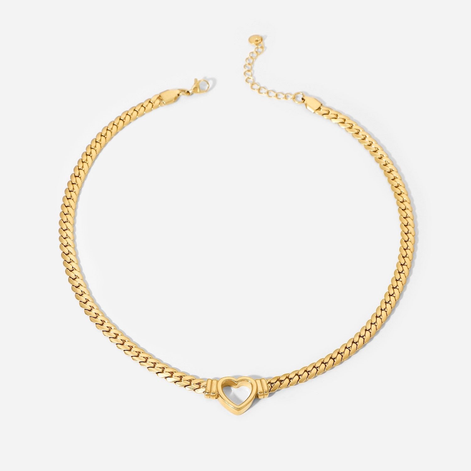 14K Gold Cuban Link Heart Necklace