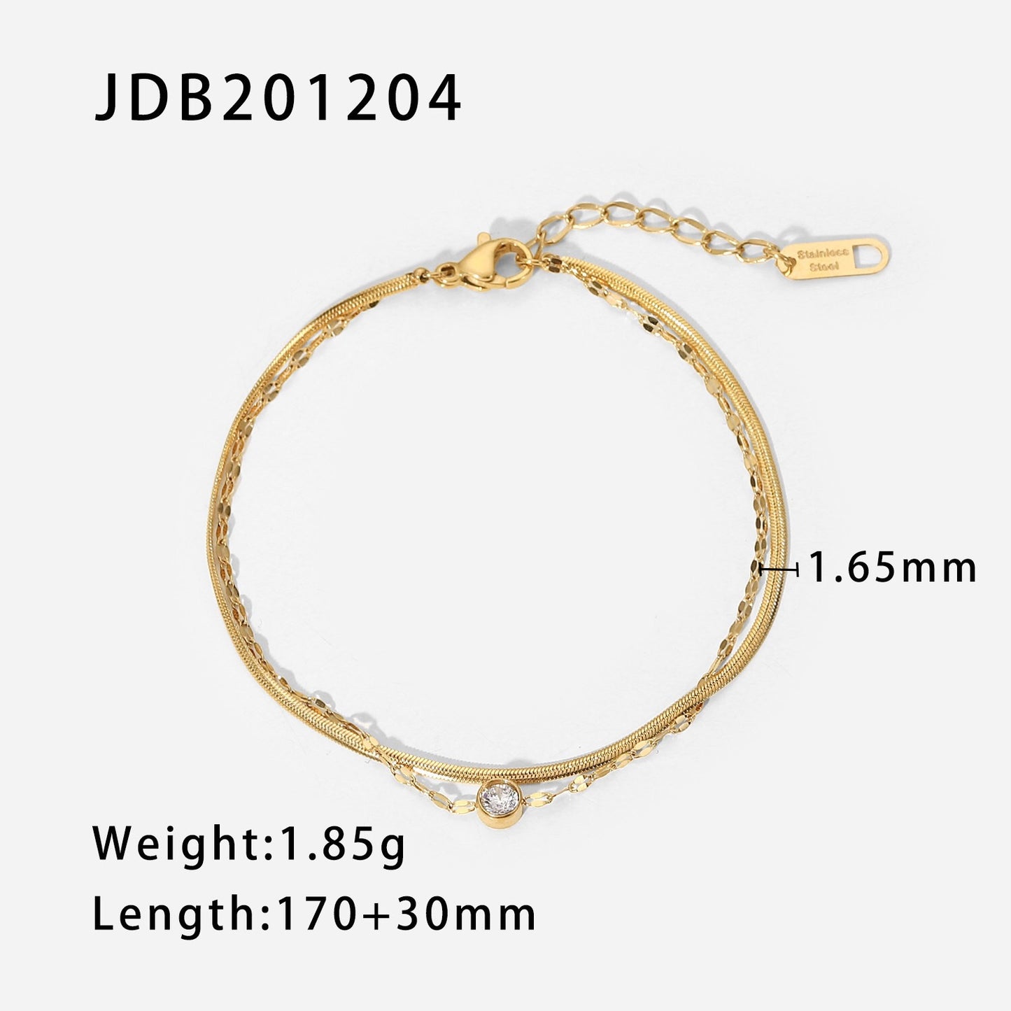 18K Gold Minimalist Layered Bracelet