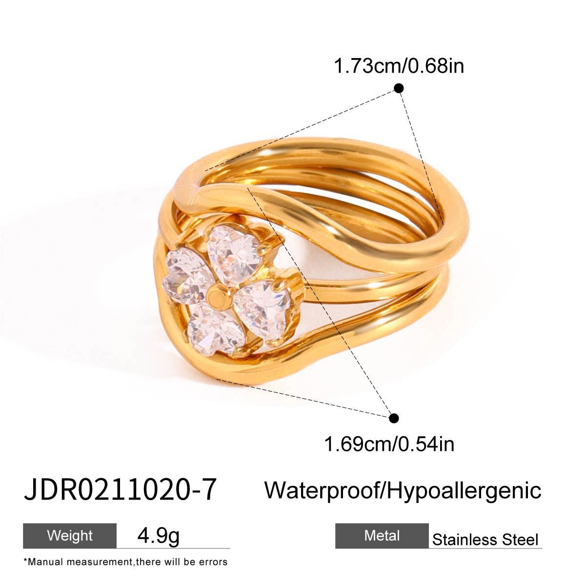 18K Gold Goddess Glow Four Leaf Clover Stacking Rings Set