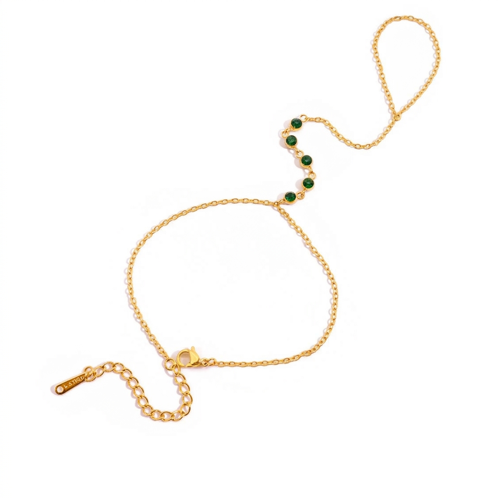 18K Gold Emerald Heiress Cross Snake Statement CZ Cocktail Ring