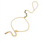 18K Gold Emerald Heiress Cross Snake Statement CZ Cocktail Ring