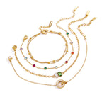 18K Gold Sweet Spark Dainty Chain Color Gem Bracelet Stack