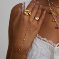 18K Gold Waterproof Bejeweled Hand Chain Bracelet