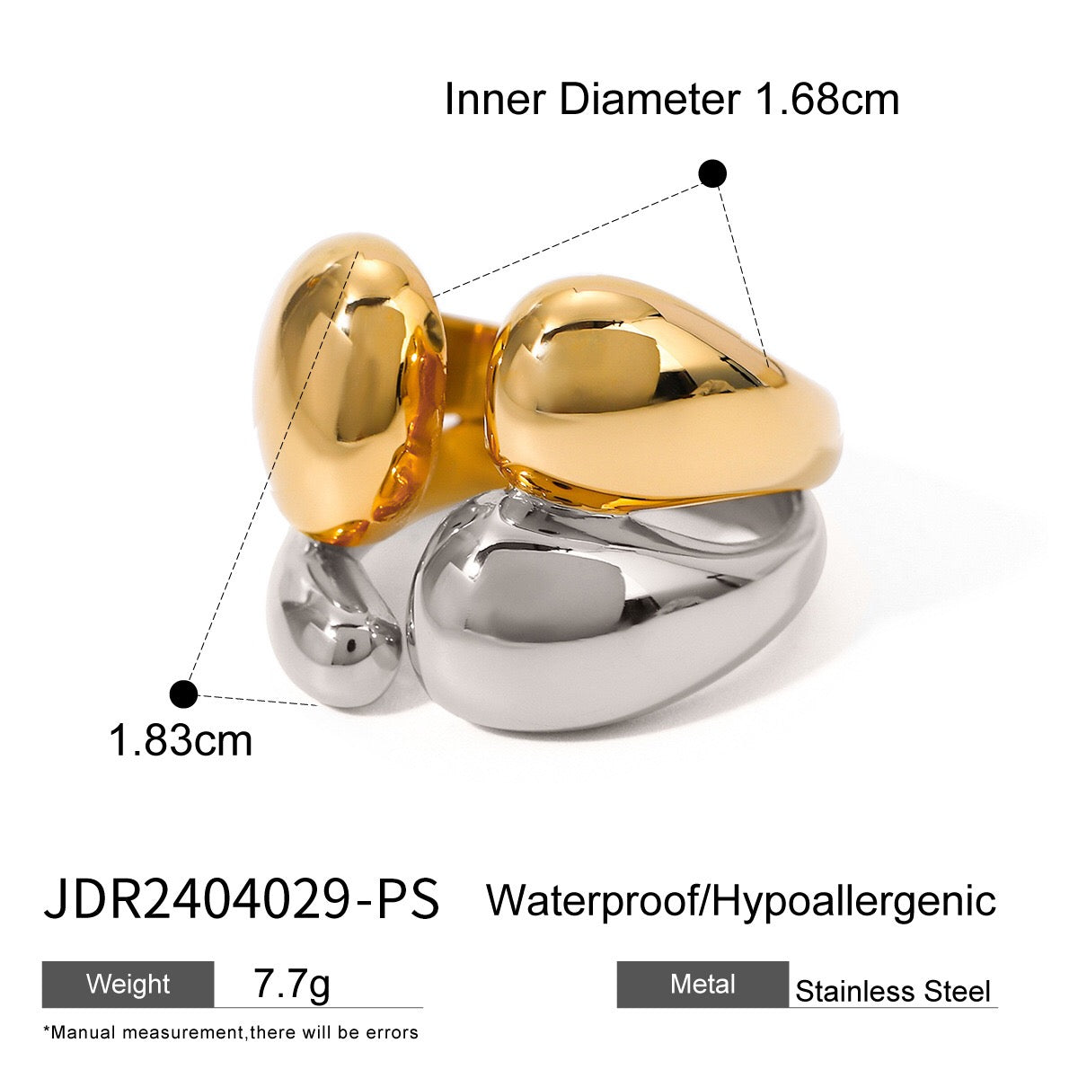 18K Gold and Silver Two Tone Wrapped Statement Cuff Ring