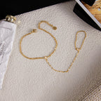 18K Gold Waterproof Glimmer Dainty Hand Chain Bracelet Stack