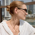 18K Gold and Silver Downtown T-Bar Statement Pendant Necklace