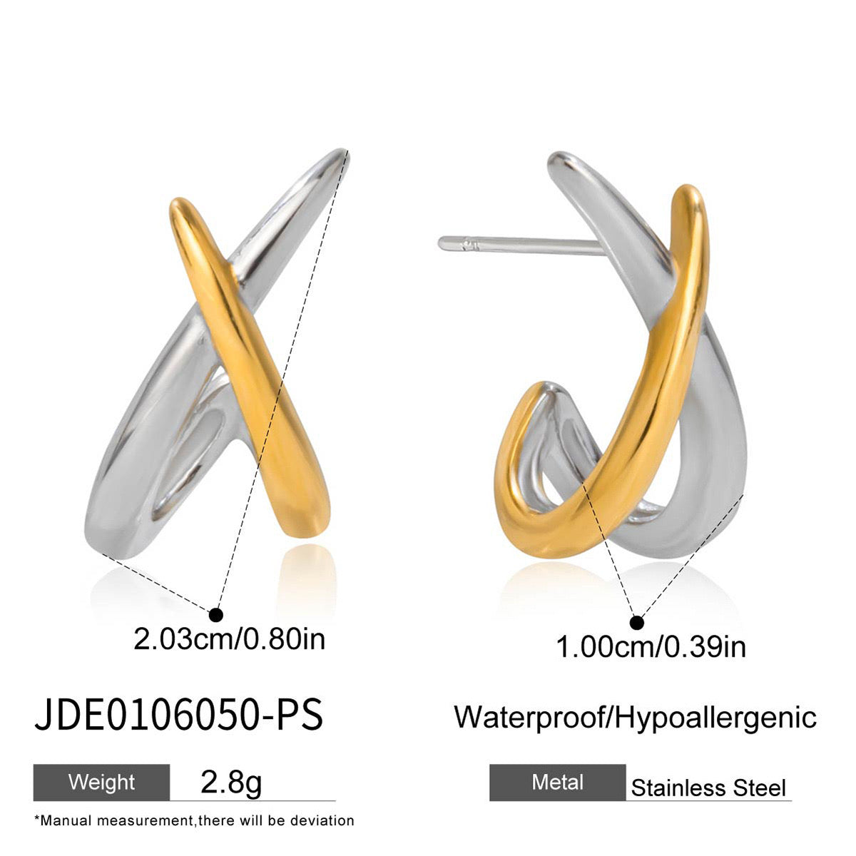 18K Gold and Silver Two Tone Dantiy Stud Earrings