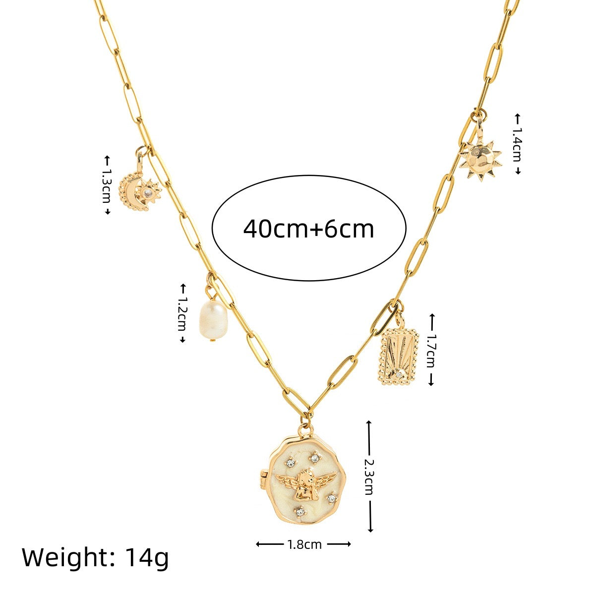 14K Gold Cupid Locket Charm Necklace