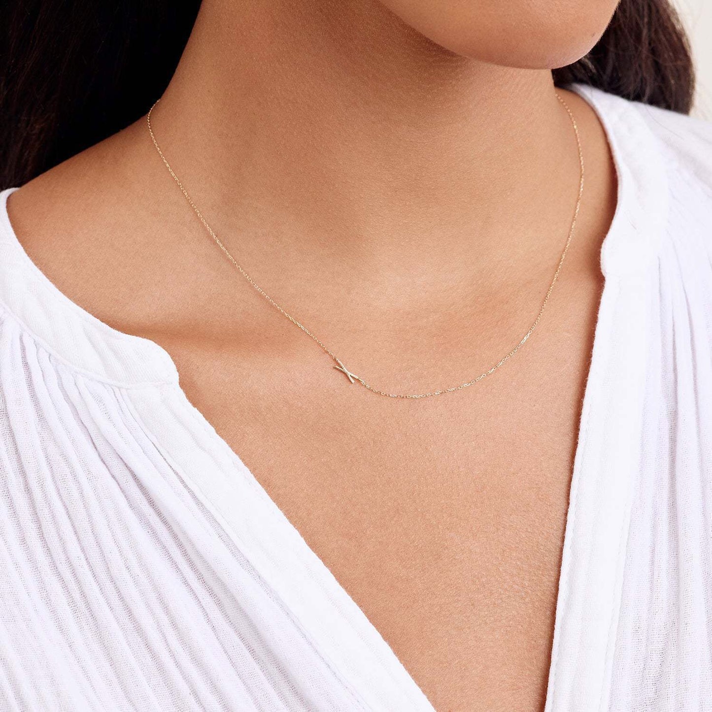 18K Gold Minimalist Initial Choker Necklace