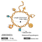 18K Gold Ocean Blue Charm Bracelet Sleek Bangle Stack