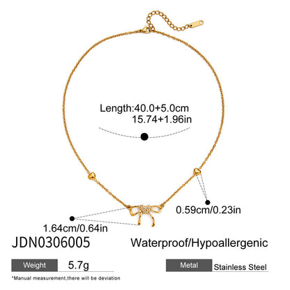 18K Gold Angelic Butterfly Wing Bling Bow Pendant Necklace