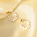 18K Gold Classic Pearl Huggie Earrings