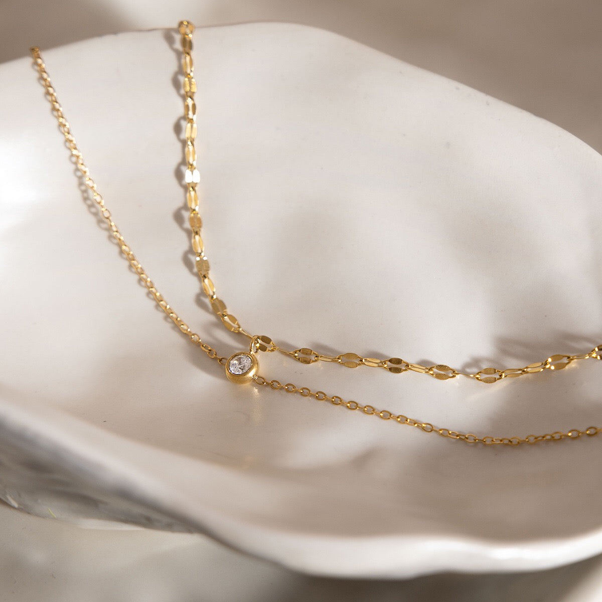 18K Gold Goddess Glow Double Chain Dainty Anklet