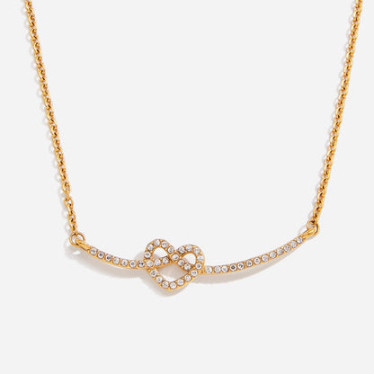 18K Gold Heart Knot Bling Dainty Pendant Necklace