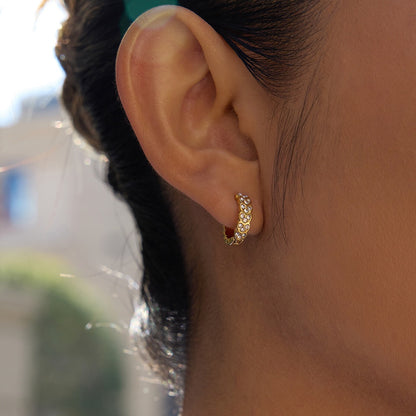 18K Gold Daily Luxe Small Hoop Huggie Earrings Ear Cuffs Stack