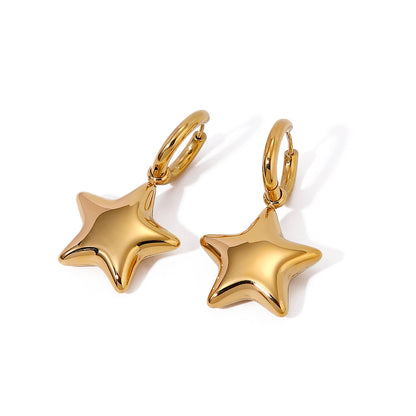 18K Gold Star Small Hoop Huggie Earrings