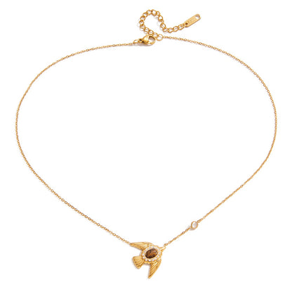 18K Gold Free Spirit Tiger Eye Bird Ring