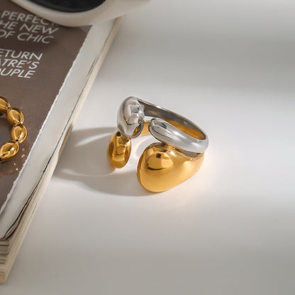 18K Gold and Silver Two Tone Wrapped Statement Cuff Ring
