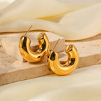 18K Gold Chunky C Shape Huggie Earrings