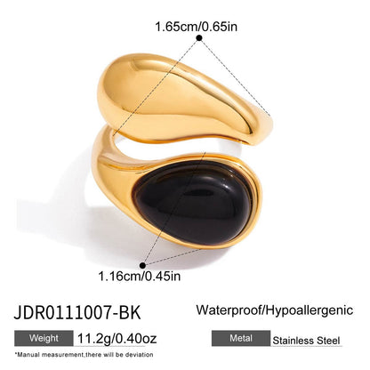 18K Gold Modern Royalty Gemstone Pearl Statement Ring