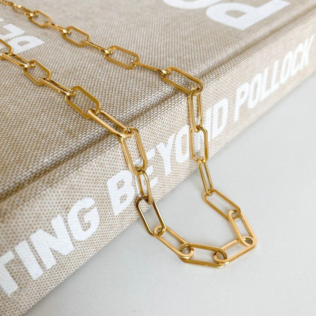 18K Gold Classic Paperclip Chain Necklace