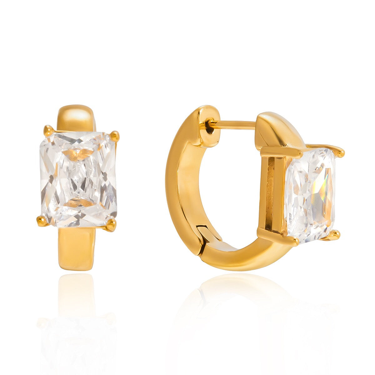 18K Gold Essential Bling Small Hoop Huggie Earrings