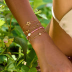 18K Gold Pink Princess Clean Girl Star Bow Heart Dainty Chain Bracelet Stack
