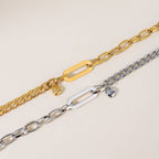 18K Gold Bold Affection Heart Charm Chunky Toggle Chain Bracelet