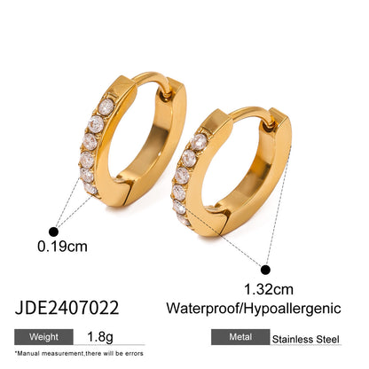 18K Gold Minimalist Bling Huggie Earrings Ear Cuffs Set