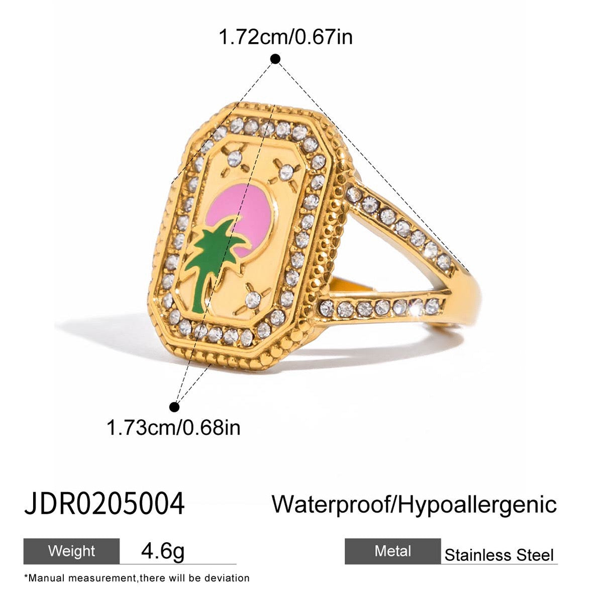 18K Gold Bejeweled Girl Boss Signet Statement Ring