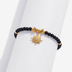 18K Gold Tiger Eye Starry Charm Beaded Bracelet Stack