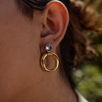 18K Gold Modern Azure Geometric Statement Stud Earrings