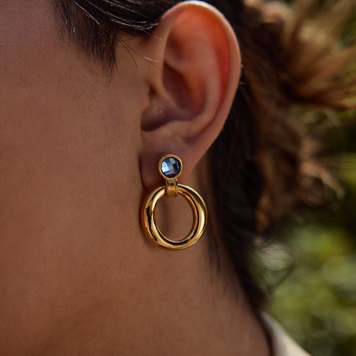 18K Gold Modern Azure Geometric Statement Stud Earrings