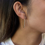 18K Gold Glimmer Dainty Tennis Chain Dangle Drop Earrings