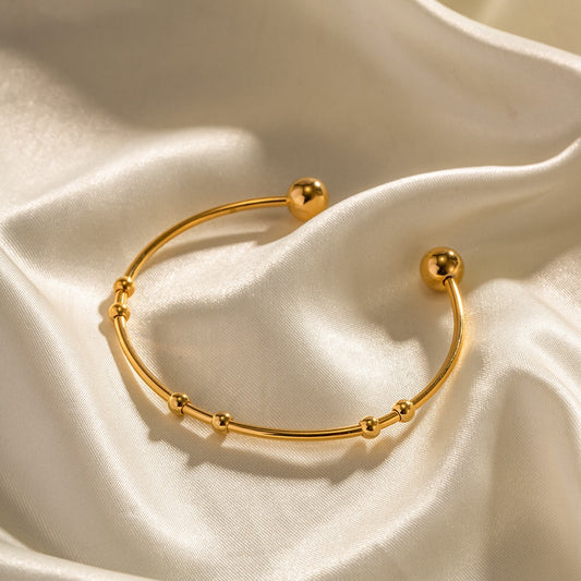 18K Gold Floating Beades Stacking Cuff Bangle Bracelet