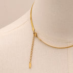 18K Gold Pearl Pendant Herringbone Chain Statement Necklace