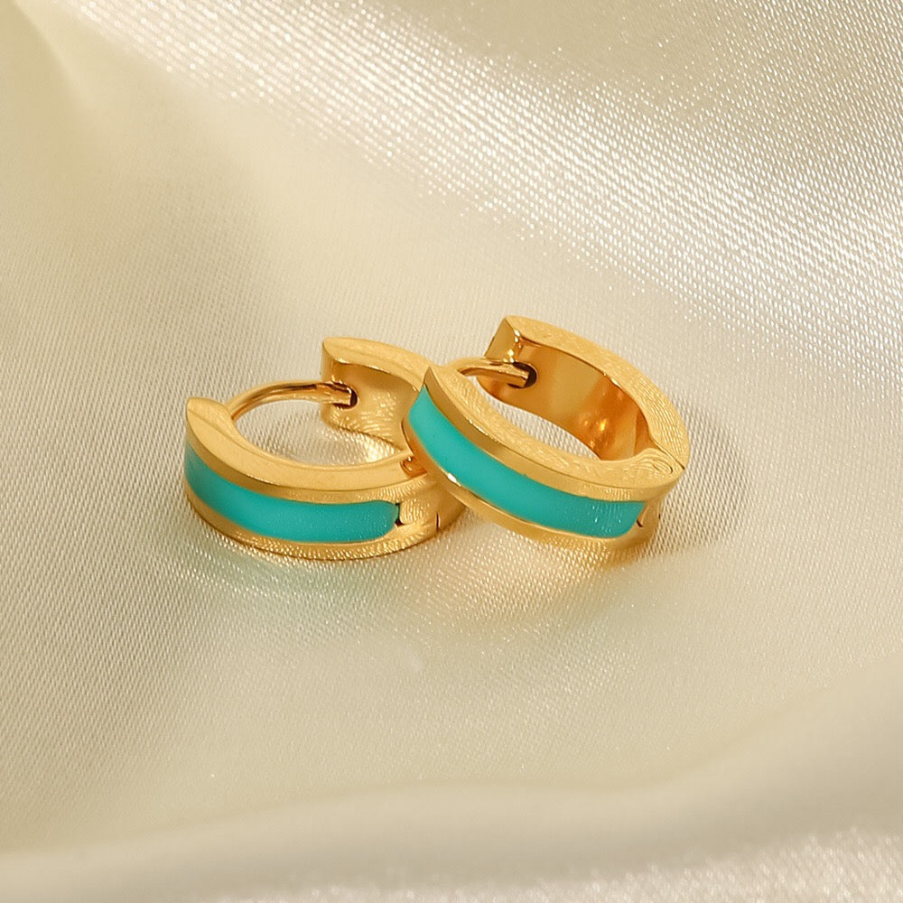 18K Gold Color Small Hoop Huggie Earrings